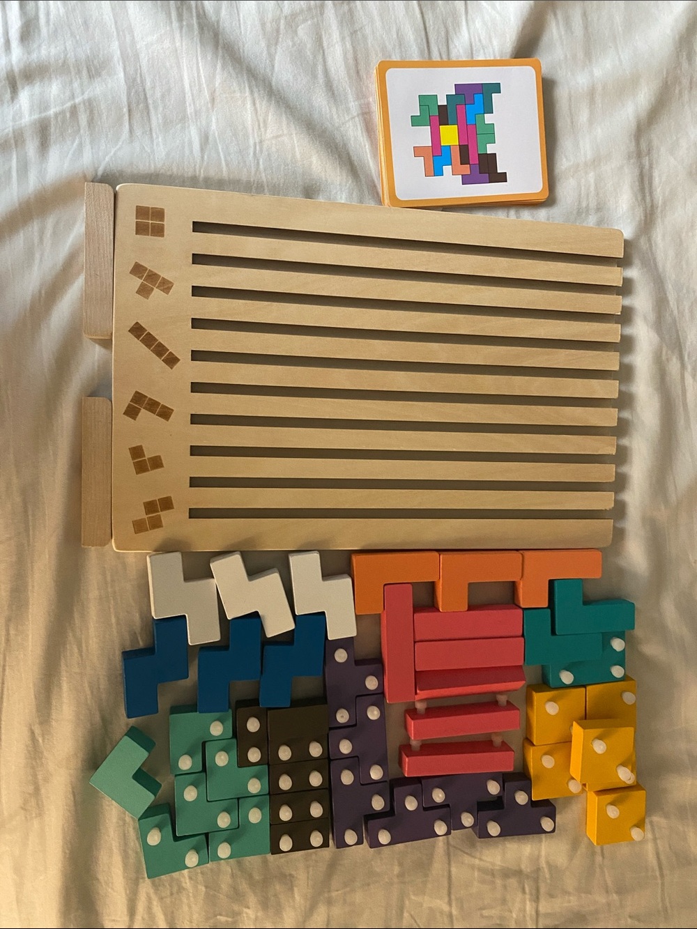Montessori Wooden Tetris Style Russian Brain Teaser Blocks, STEM Games